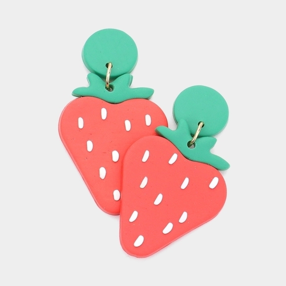 Modcloth Jewelry - NEW Red Strawberry Polymer Clay Dangle Earrings